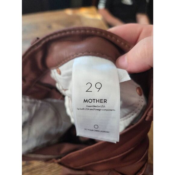 MOTHER The Insider Faux-Leather Ankle Flare Jeans in Faux Show Tortoise Shell sz - Picture 4 of 6